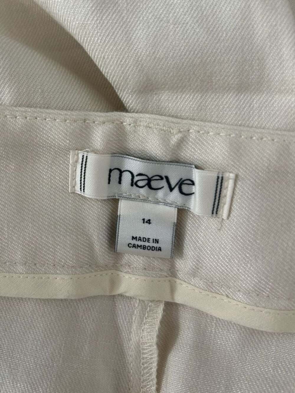 Maeve Colette Linen Stretch High-Rise Wide-Leg Pants Chalk White 14 - Picture 7 of 12